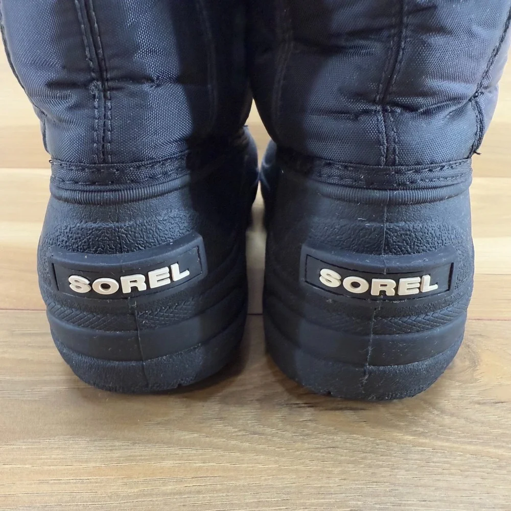 Sorel Snow Commander Youth Kids Boots Size 6 Black Duck Nylon Insulated Snow